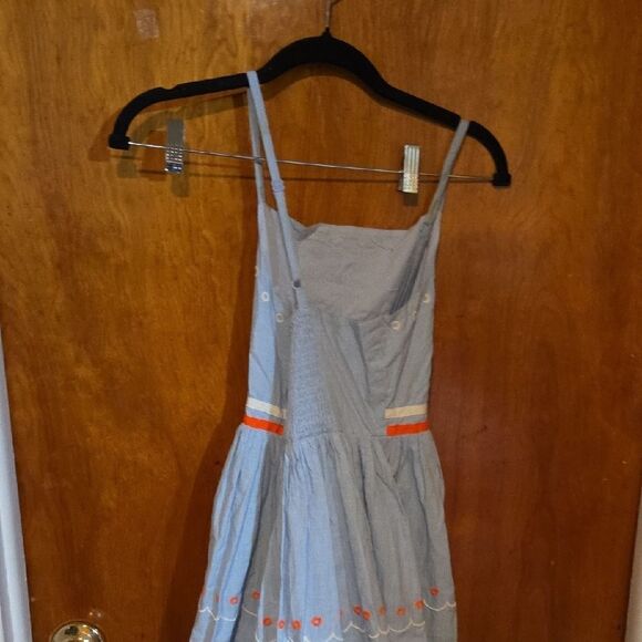 Mini Boden Blue Striped Sundress with Orange Accents - Picture 2 of 3